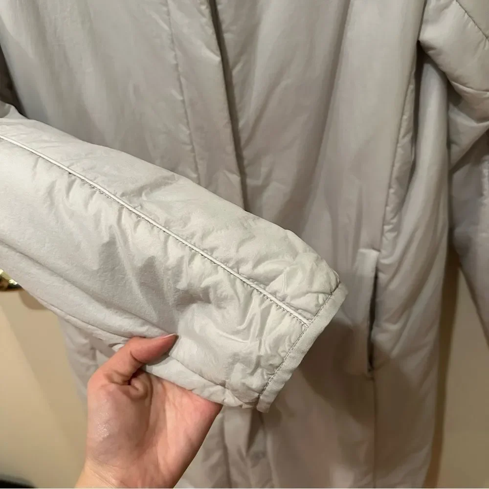 UNIQLO Light Puffer Long Hooded Coat Puffer Parka Womens XS Light grey